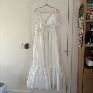 Anthropologie White Maxi Dress with Bow